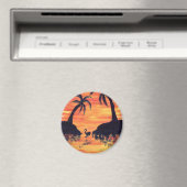 EelKatによるフラミンゴの夕焼けアート マグネット (インサイチュ (食洗機))