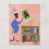 Eend met boek leest graag pensioen boekenkast ポストカード (正面)