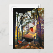 Eend vliegt door bos herfst landschap reizen    ポストカード (正面/裏面)