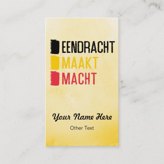 Eendracht Maakt Machtベルギーのモット名刺 名刺 (正面)