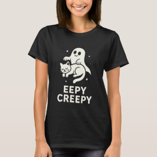 Eepy Creepy Funny Sleepy Cat and Ghost Halloween Tシャツ