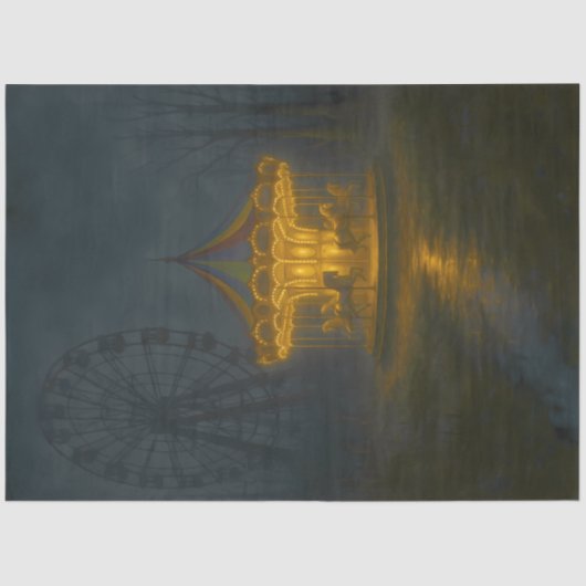 Eerie Abandoned Carousel at Night - Gothic  薄葉紙 (正面)