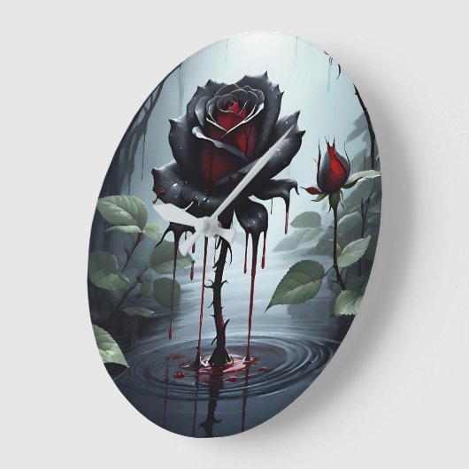 Eerie black rose  ラージ壁時計 (傾斜)