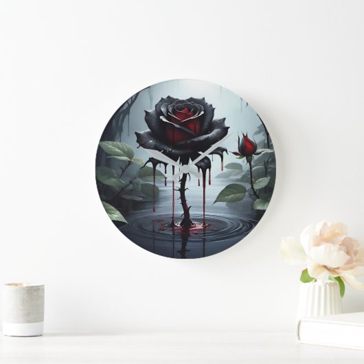 Eerie black rose  ラージ壁時計 (ホーム)