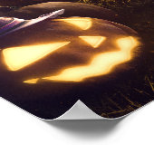 Eerie Halloween Night Full Moon & Haunted House |  ポスター (角)