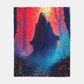 Eerie Shadow in Crimson Woods Design フリースブランケット (正面)