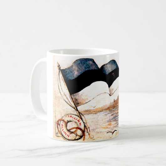 Eesti Lippかエストニア語の旗のマグ コーヒーマグカップ (正面左)