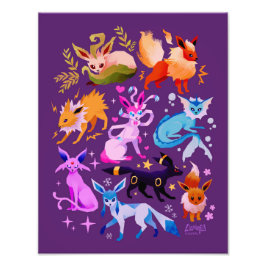 Eeveelutions dark purple print フォトプリント           