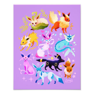Eeveelutions light purple print フォトプリント           