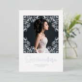 Efecto Metálico Plateado Real Foto Quinceañera 箔招待状 (立ち正面)