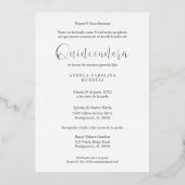 Efecto Metálico Plateado Real Foto Quinceañera 箔招待状 (裏面)