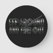 Eff Around and Find Out – ガンメタル ラウンド壁時計 (正面)