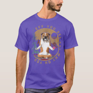 Eff Kay Why Oh U English Bulldog Yoga Retr Tシャツ