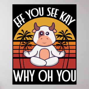 Eff You See Kay Why Oh You 面白い かわいい 牛 ビンテージ ポスター