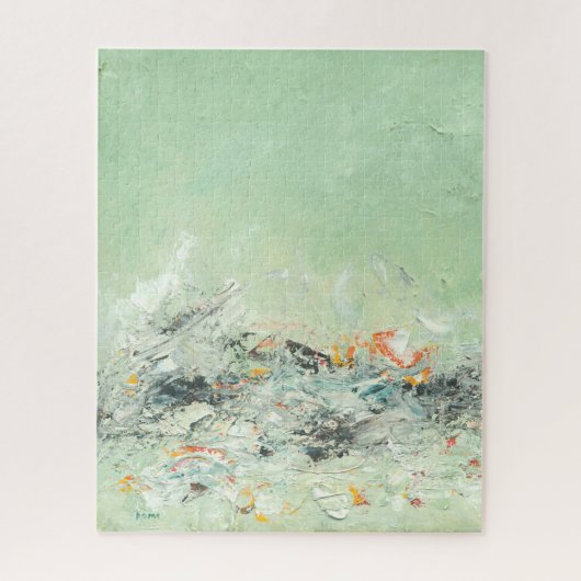 Effervesce – グリーンミニマリスト抽象芸術アート ジグソーパズル (縦)