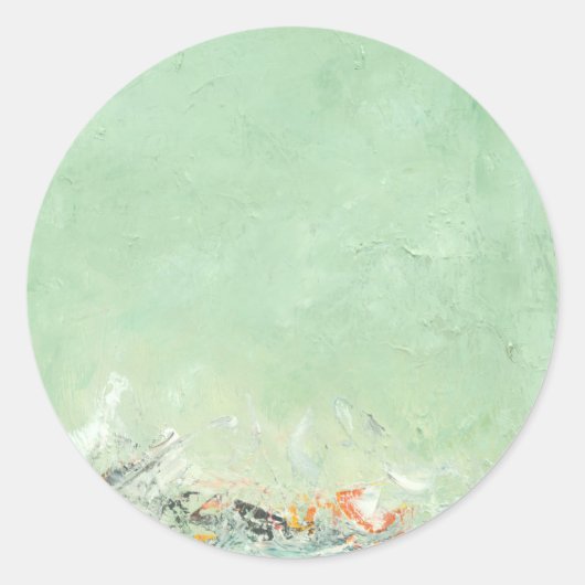 Effervesce – グリーンミニマリスト抽象芸術アート ラウンドシール (正面)