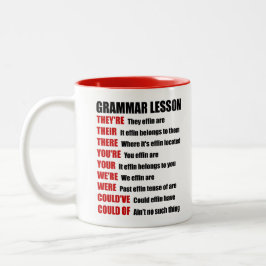 Effin文法レッスンユーモアそれらは彼等のそこにです ツートーンマグカップ