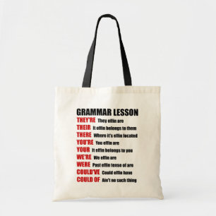 Effin Grammarレッスンのユーモア彼らはそこにいる トートバッグ