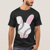 Egg Baseball Rabbit Bunny Ears Funny Easter Day Pl Tシャツ (正面)