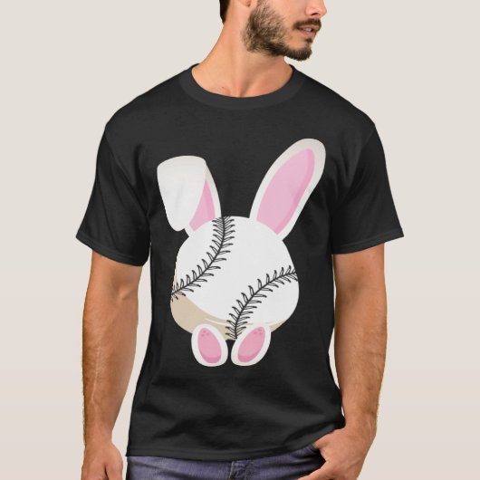Egg Baseball Rabbit Bunny Ears Funny Easter Day Pl Tシャツ (正面)