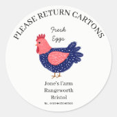 Egg Carton Label customize egg box free range ラウンドシール (正面)