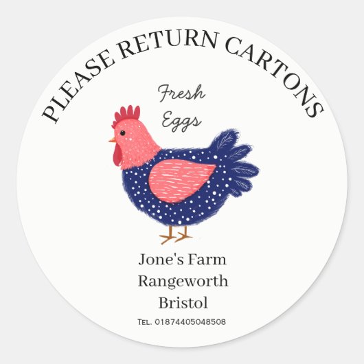Egg Carton Label customize egg box free range ラウンドシール (正面)