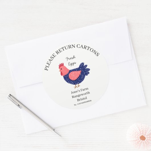 Egg Carton Label customize egg box free range ラウンドシール (封筒)