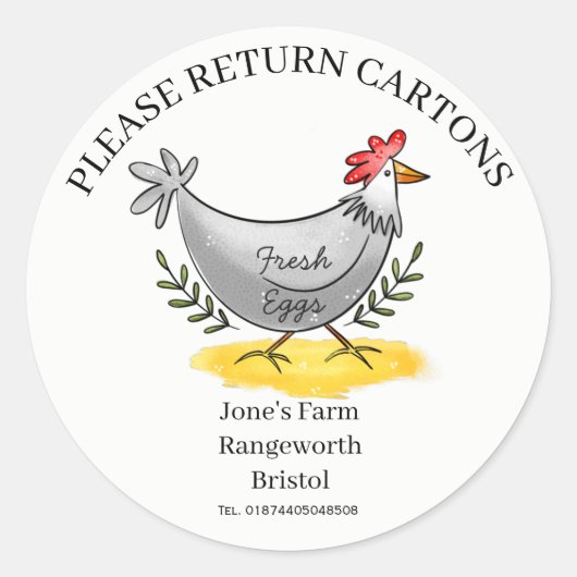 Egg Carton Label customize egg box free range ラウンドシール (正面)