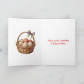 Egg-cellent Birthday | Funny Chicken Pun カード (内部)