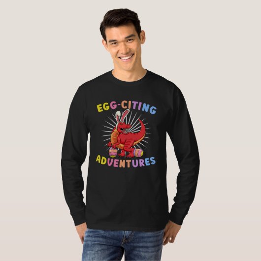 Egg Citing Adventures Easter Rex Dinosaur Bunny Di Tシャツ (正面フル)