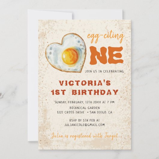 EGG-CITING BBQ BABY BIRTHDAY 招待状 (正面)