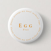 Egg-Free Request Badge, White - Orange 缶バッジ (正面)