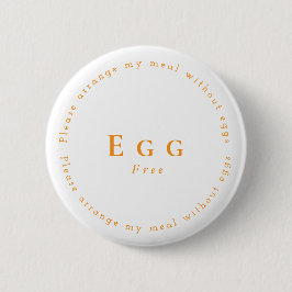 Egg-Free Request Badge, White - Orange 缶バッジ