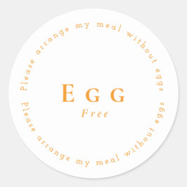 Egg-Free Request Sticker, White - Orange ラウンドシール