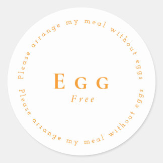 Egg-Free Request Sticker, White - Orange ラウンドシール