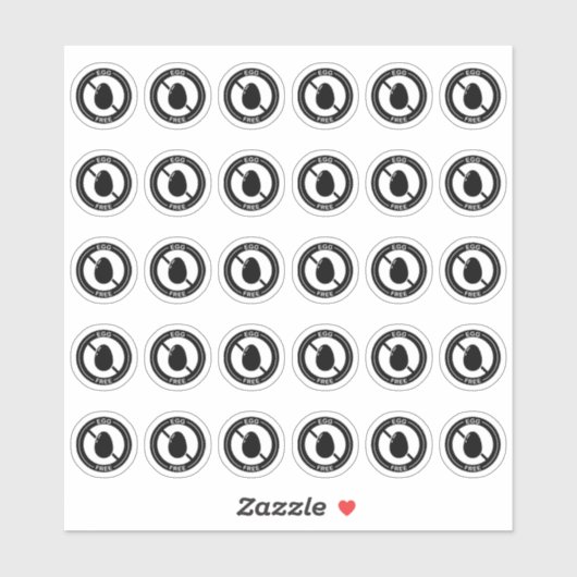 Egg Free Wedding Place Card Mini Food Allergy シール (シート)