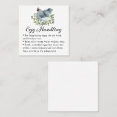 Egg Handling Care Instructions Floral Chicken Hen スクエア名刺 (正面/裏面)