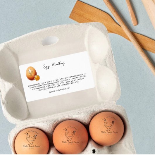 Egg Handling Instruction Sticker Carton Care Label ラベル