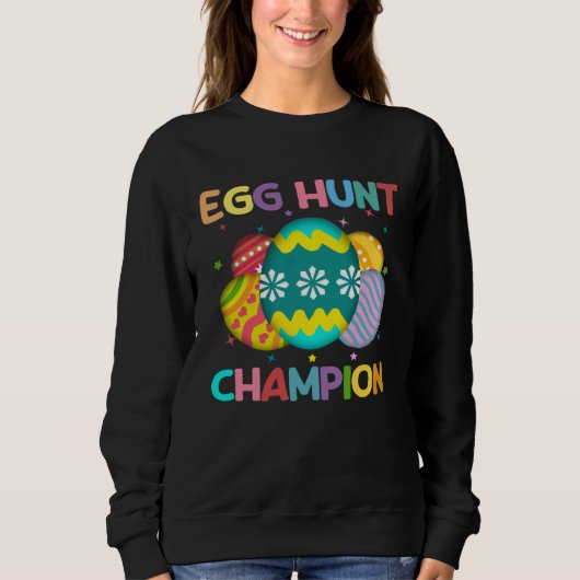 Egg Hunt Champion  Easter Day Bunny Hunting Egg スウェットシャツ (正面)