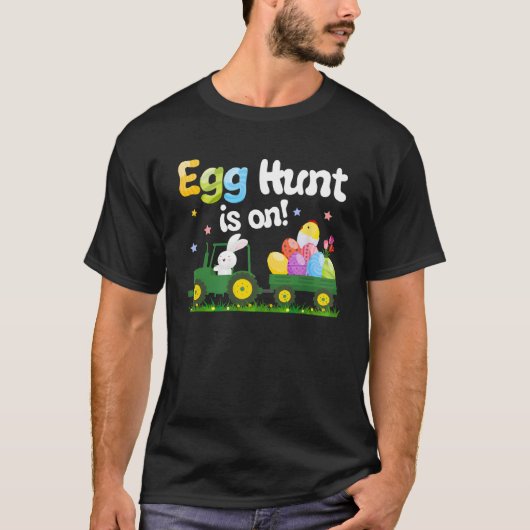Egg Hunt Is On Tractor  Easter Bunny Boys Kids Tod Tシャツ (正面)