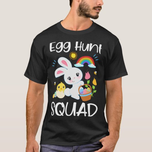 Egg Hunt Squad Cute Quote Easter Bunny Baby Chick  Tシャツ (正面)