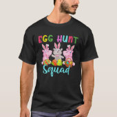Egg Hunt Squad Three Easter Bunny Hippos Hunting E Tシャツ (正面)