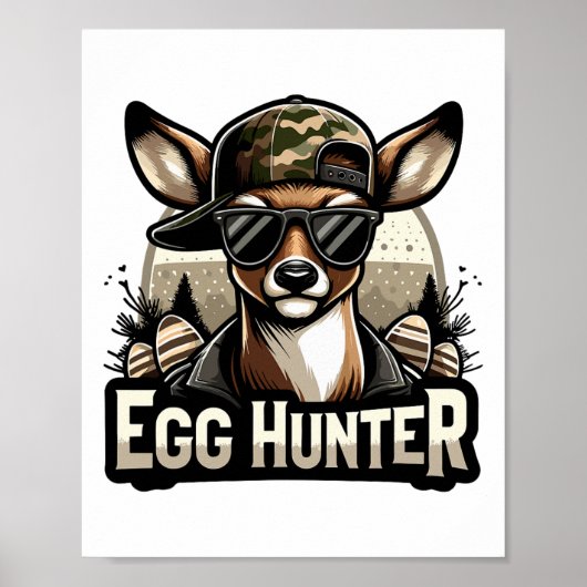 Egg Hunter Deer Buck Byckward Cap Deer Hunting Eas ポスター (正面)