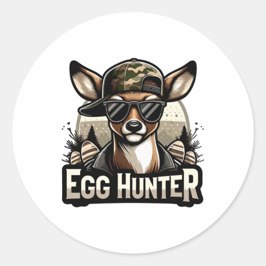 Egg Hunter Deer Buck Byckward Cap Deer Hunting Eas ラウンドシール (正面)