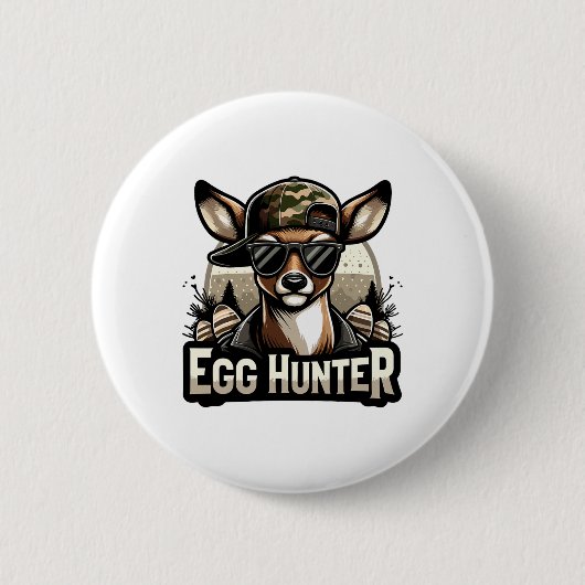 Egg Hunter Deer Buck Byckward Cap Deer Hunting Eas 缶バッジ (正面)