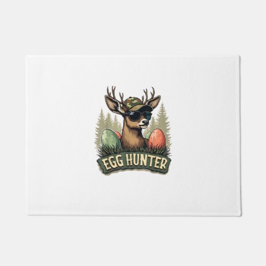 Egg Hunter Deer Buck Happy Easter Day Eggs Boys Ki ドアマット (正面)