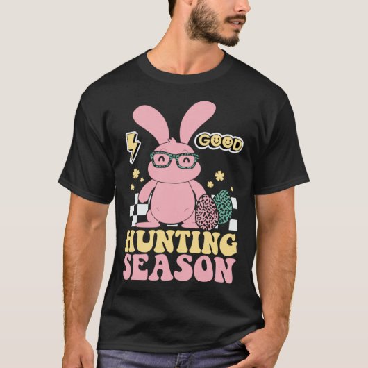 Egg Hunting Season Bunny Kids Adults Retro Groovy  Tシャツ (正面)