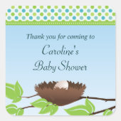 Egg in Birds Nest赤ちゃんシャワーありがとうステッカー スクエアシール (正面)