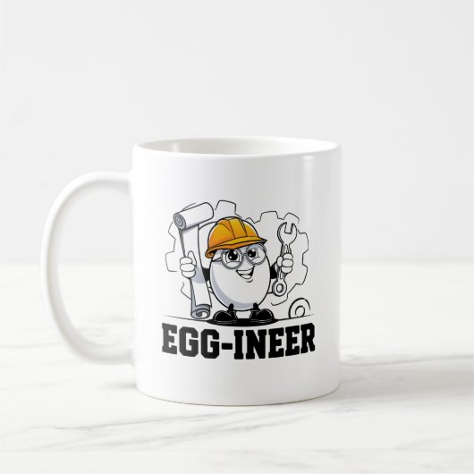 Egg-ineer：天才を一口一口飲んで！-マグ コーヒーマグカップ (左)