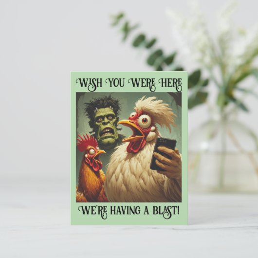 “Egg-less Encounter” Cheesy Chicken ポストカード (スタンド正面)